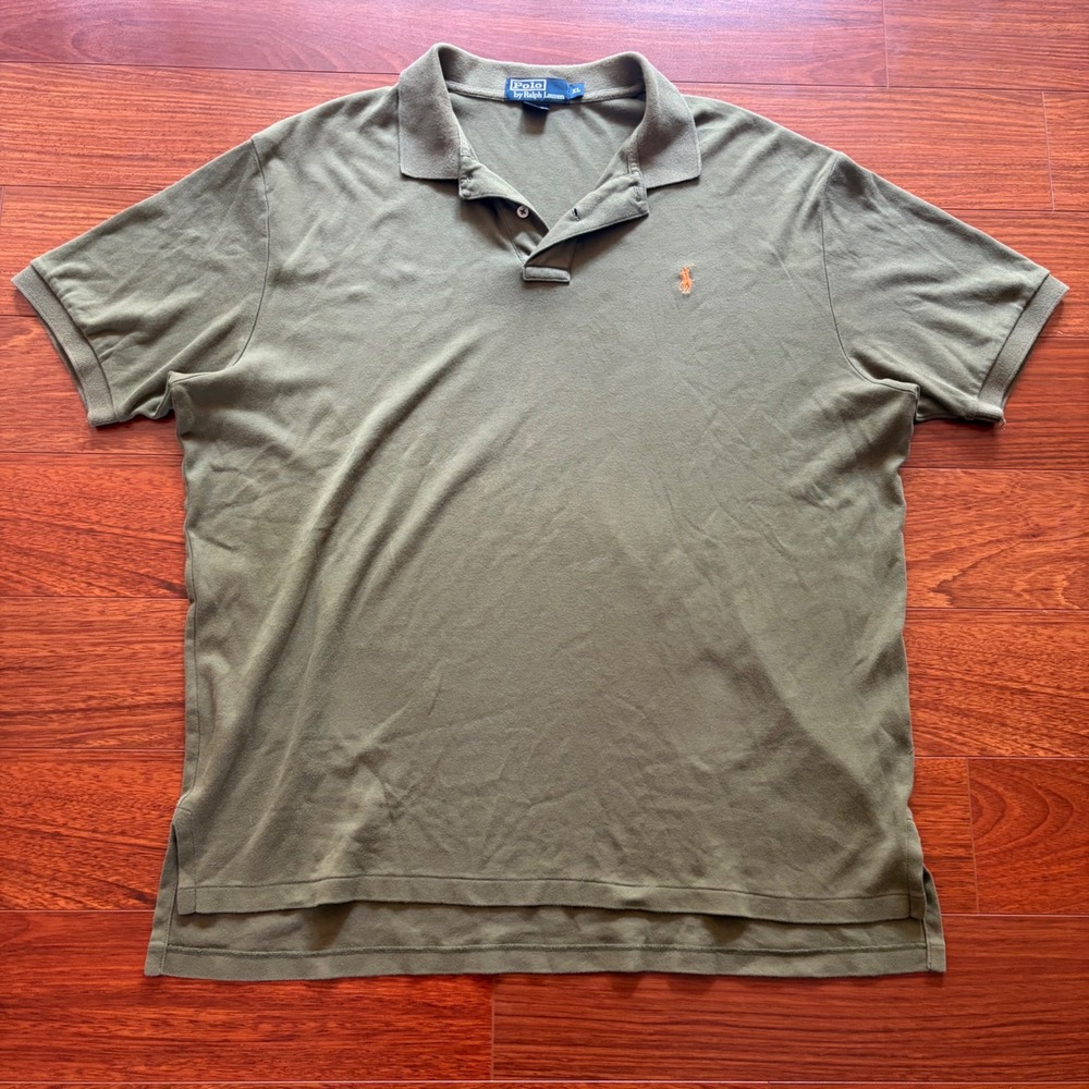 Vintage 90's Polo Ralph Lauren Short Sleeve Polo Shirt Olive Green Cotton XL